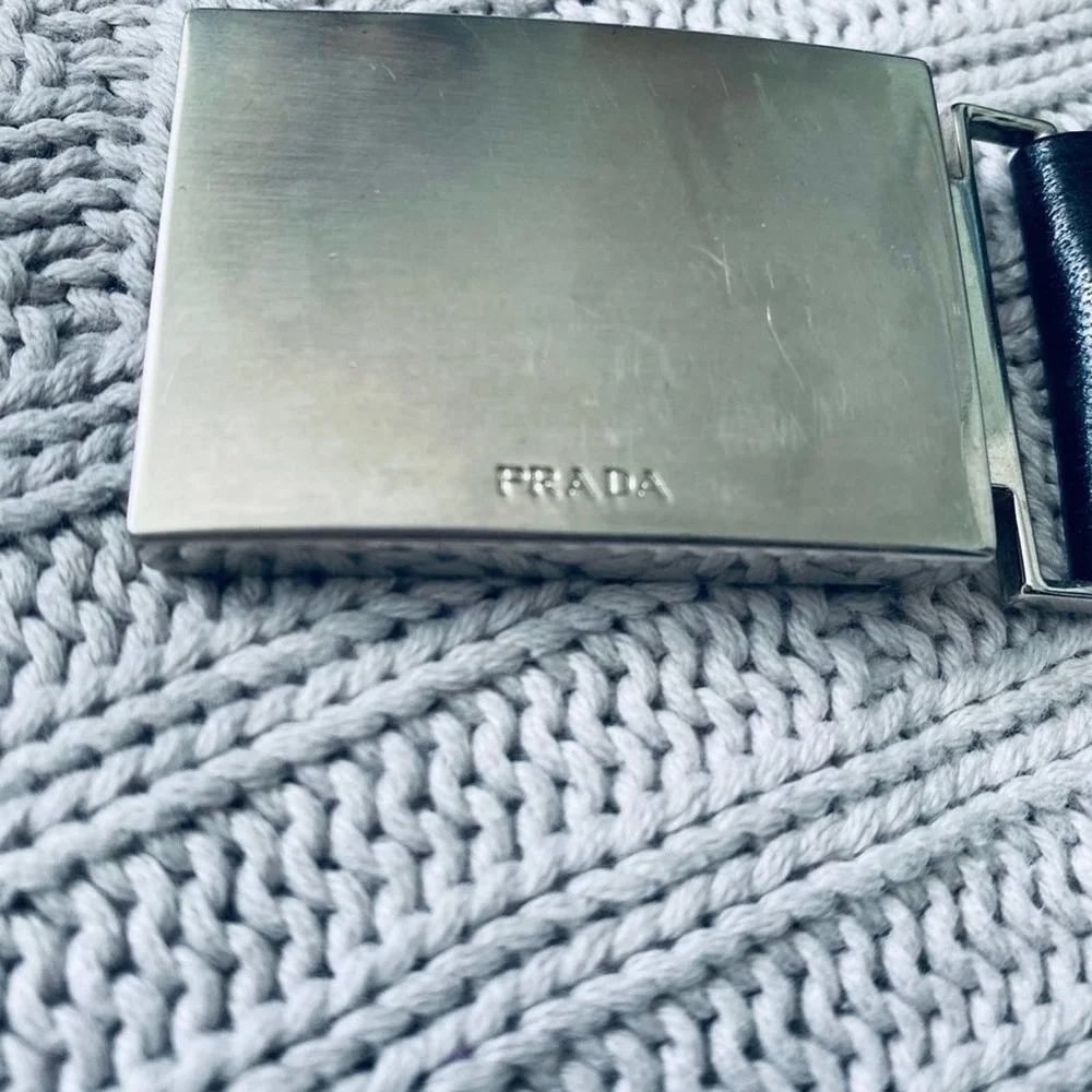 Prada black leather belt with silver buckle - Picture 3 of 10